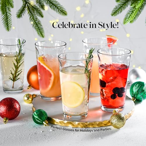 Modern Highball Glasses Set of 10 - 17 Oz. Elegant Drinkware for Water, Juice, Cocktails