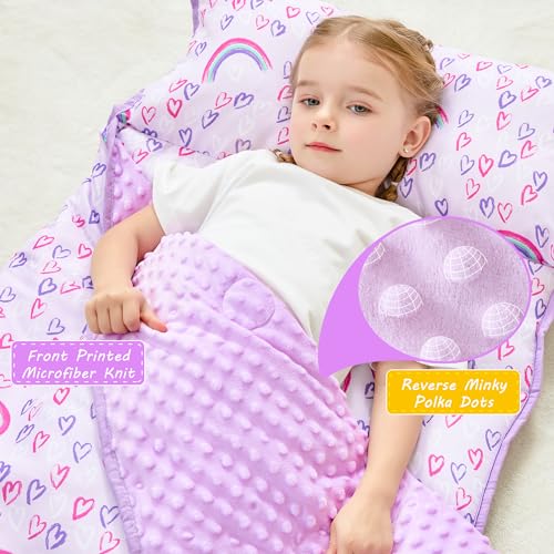Lasoftan Extra Large Toddler Nap Mat with Pillow and Blanket for Daycare