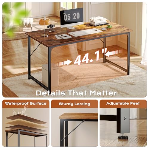 47-Inch Computer Desk with Deeper Desktop, Rustic Brown Office Writing Desk