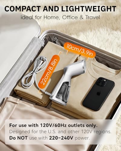 OGHom Portable Travel Handheld Garment Steamer 1000W White