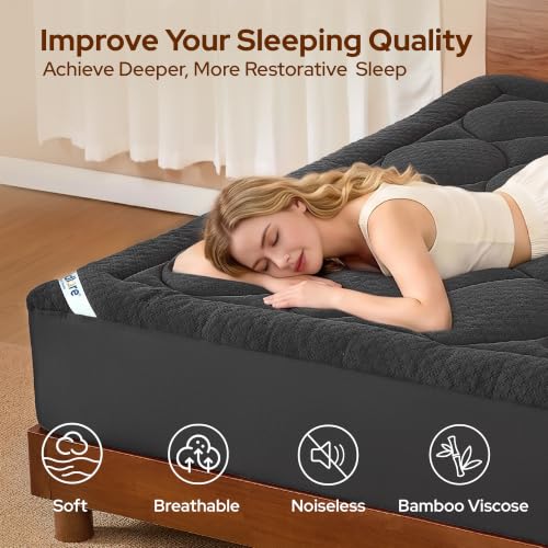 Cooling Bamboo Viscose Queen Mattress Pad Cover - Soft & Breathable