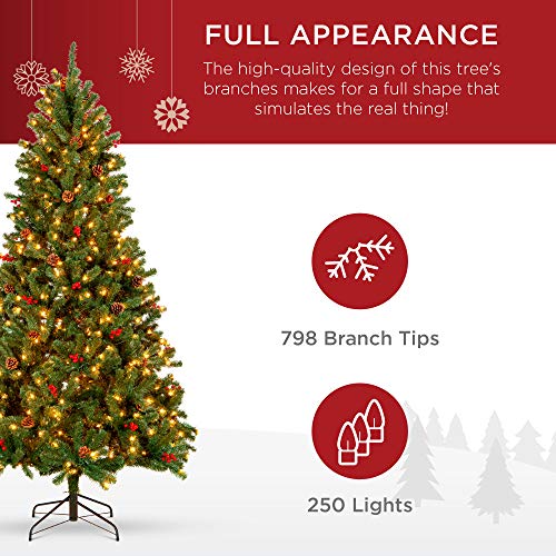 6ft Pre-Lit Pre-Decorated Artificial Spruce Christmas Tree with 250 Lights
