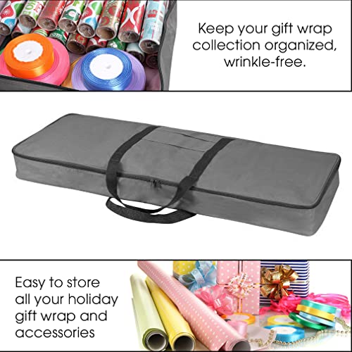 Christmas Wrapping Paper Storage Bag with Pockets Underbed Organizer Gray