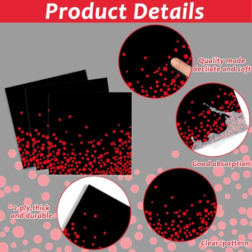 96-Piece Black and Red Disposable Party Tableware Set for 24 Guests