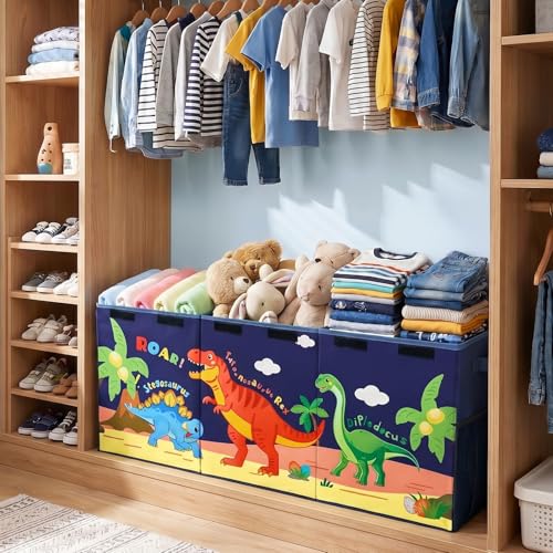 Collapsible Toy Box with Adjustable Divider and Lid Storage
