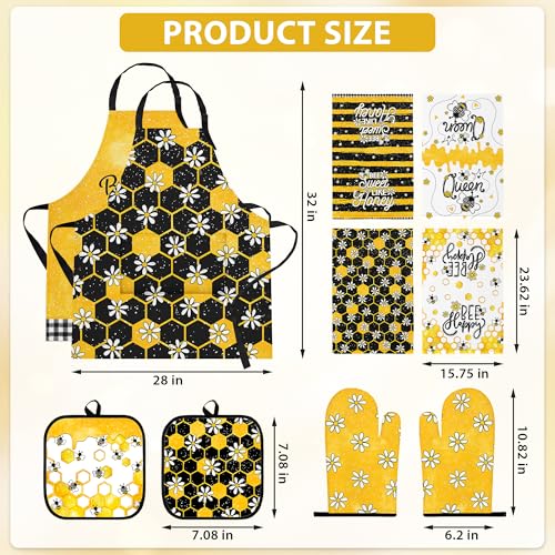 10-Piece Floral Kitchen Linen Set: Aprons, Oven Mitts, Pot Holders & Towels