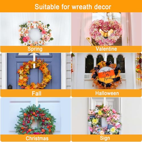15 Inch Over the Door Wreath Hanger - Heavy Duty Metal Door Hook (White)