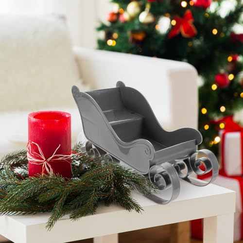 Grey Miniature Wooden Sleigh Christmas Decoration Tabletop Ornament