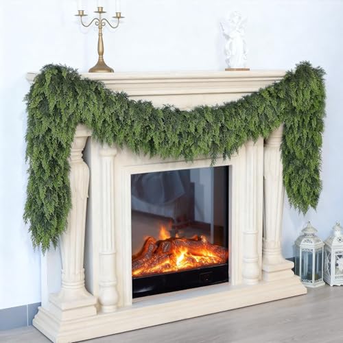 YXZZWL 6FT Artificial Cedar Garland for Fireplace & Home Decor, Lush Holiday Wreath