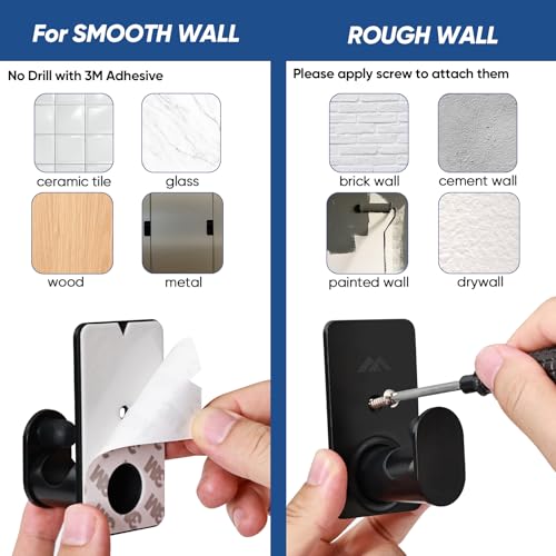 No Drill Curtain Rod Brackets for 5/8 Inch Rods, Adhesive Wall Hooks (4 Pack)
