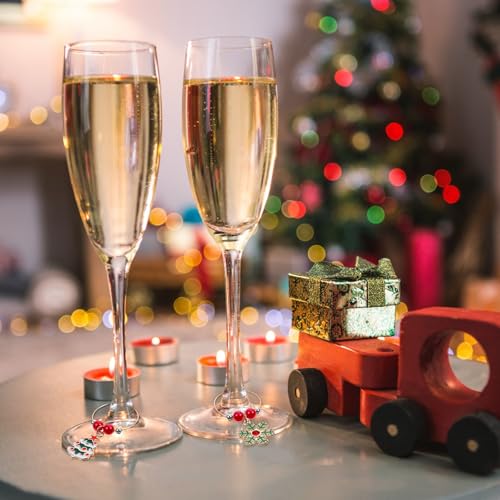 16 Pcs Christmas Wine Glass Charms - Holiday Drink Markers & Party Favors