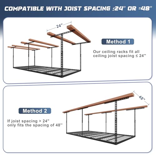 4x8ft Overhead Garage Storage Rack 750Lbs Ceiling Mount Shelf