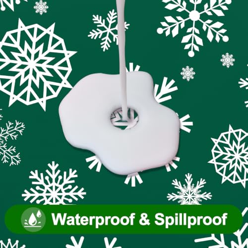 Smiry 60x120in Christmas Tablecloth with Flannel Backing – Green & White, Waterproof Vinyl