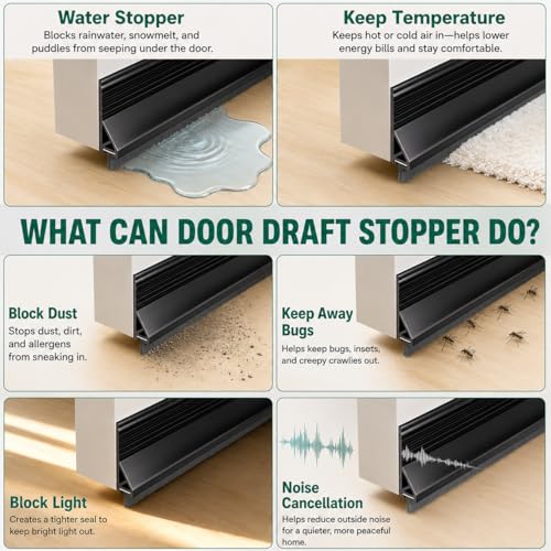 Under Door Draft Stopper with Brush - 39" Self-Adhesive Door Sweep