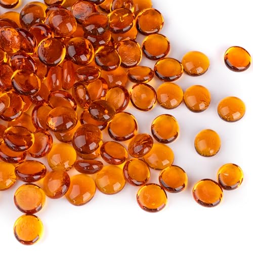 Orange Flat Glass Gems (1 lb) - Decorative Pebbles for Vases & Aquariums