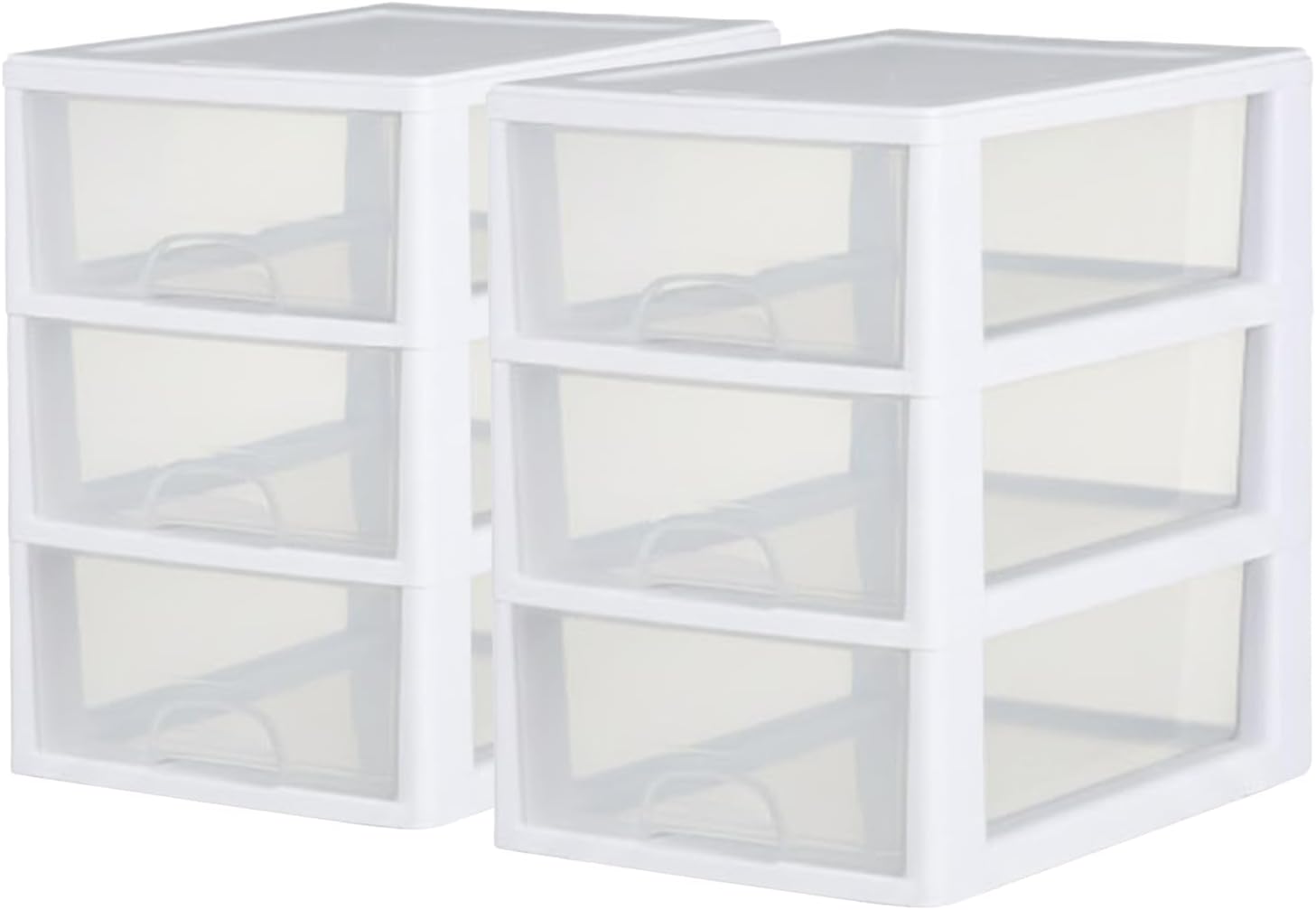 Sterilite 6-Pack Stacking Drawers - Clear Storage Organizers with White Frame for Clothes, Accessories & More
