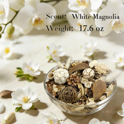 Magnolia Scented Potpourri 20 oz Bag, Natural Dried Flower Vase Filler