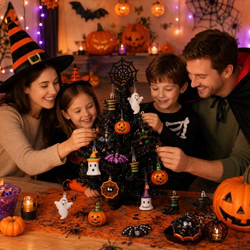 12-Piece Halloween Ornament Set - Shatterproof Hanging Tree Decorations