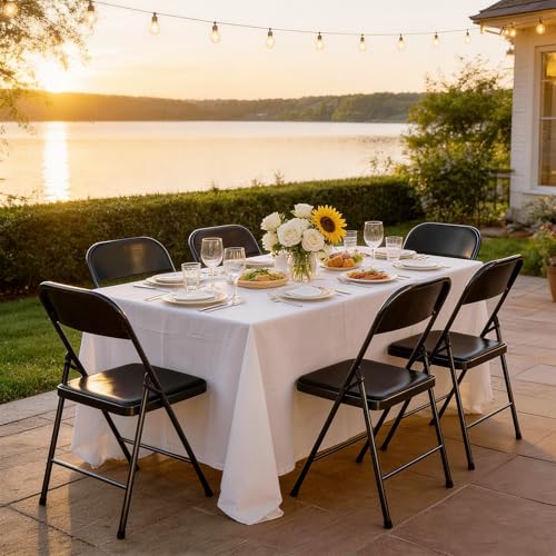 4-Pack Padded Folding Chairs, Heavy-Duty Metal Frame with Cushioned Seat