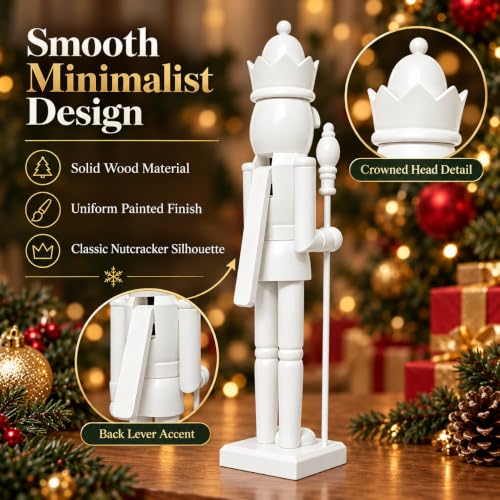 Nutcracker Christmas Decor Set, 2-Pack White & Gold – Royal King & drummer Figurines, 15in & 9.85in (Variation: Whitegolden) by Tngan
