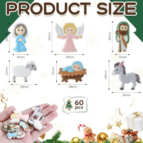 Cinnvoice Colorful Jesus Nativity Scene Set - 60 Mini Decorations, Christmas Crafts