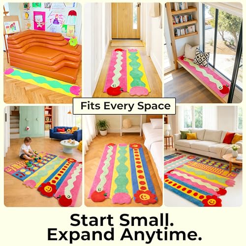 3-Piece Modular Play Rug Set, Washable Interactive Stepping Path Runner