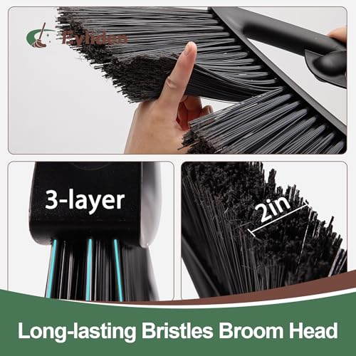 Heavy-Duty Outdoor & Indoor Angle Broom with 57-Inch Long Steel Handle