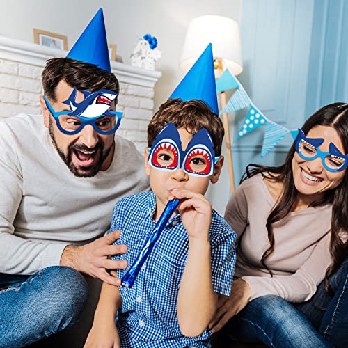 32-Piece Shark Paper Eyeglasses Party Favors for Kids Ocean Photo Props