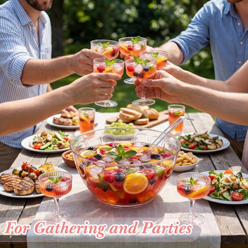 1.8-Gallon Plastic Punch Bowl Set with Ladle and 8 Detachable Cups