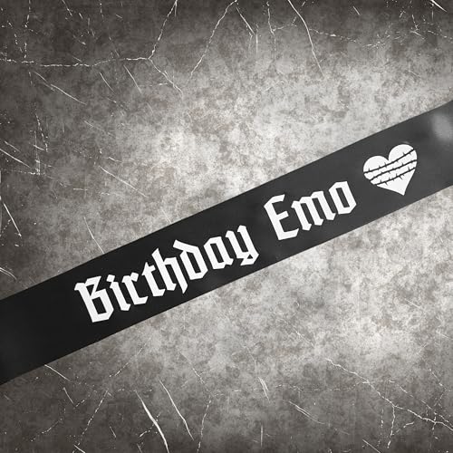 Birthday Emo Sash with Thorn Heart Print - Gothic Party Accessory
