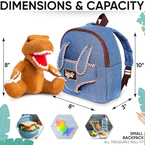 Naturally KIDS Toddler Backpack with Plush Dinosaur Toy - Small Dinosaur Variant for Ages 2-5