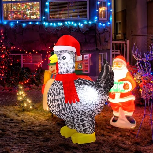 Ceenna 5ft Lighted Christmas Inflatable Luhua Chicken Decor - Indoor Outdoor Festive Yard Decor