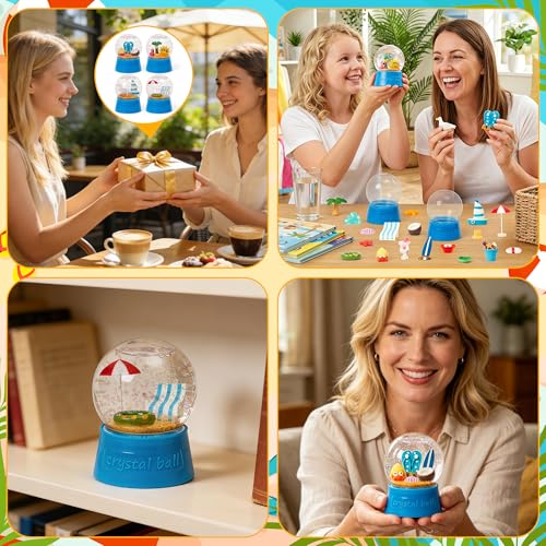 DIY Summer Snow Globe Craft Kit - 8 Piece Set with Beach Figurines