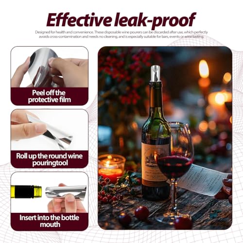 Bioudell 30-Pack Disposable Wine Pouring Discs, 3-Inch Anti-Drip Liquor Spouts for Bottles