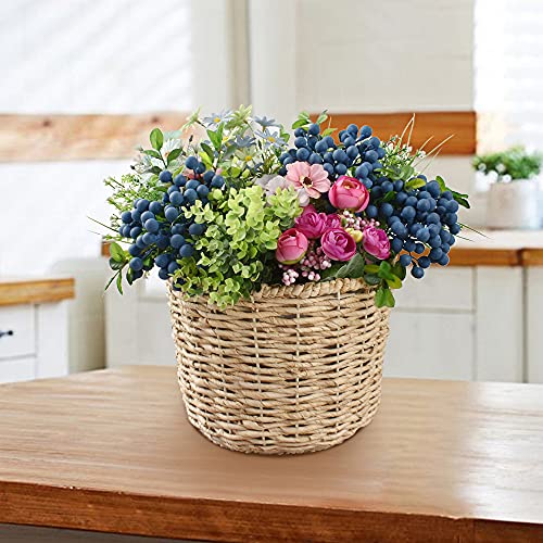 4pcs Artificial Blueberries with Stems for Home Decoration