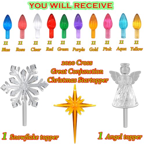 Ceramic Christmas Tree Replacement Bulbs & Toppers - 110 Piece Peg Light Set