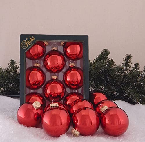 Christmas Krebs 2 5/8" Red Designer Glass Christmas Ornaments - Set of 8, Made in USA