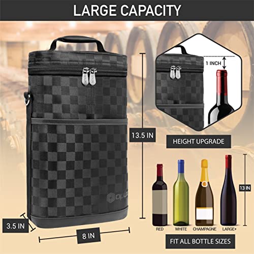 2 Bottle Insulated Wine Carrier Tote - Leakproof Portable Travel Cooler Bag