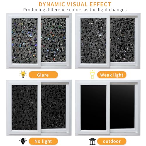 Total Blackout Window Privacy Film - 3D Pebble Pattern, 17.5'' x 78.7''