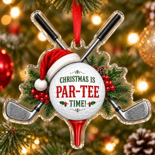 Golf Christmas Ornaments Acrylic Decor for Holiday Tree - Fun Golf Theme