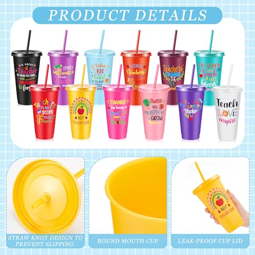 48 Pcs Colorful Teacher Appreciation Tumblers 24oz Bulk Gift for Women from Students