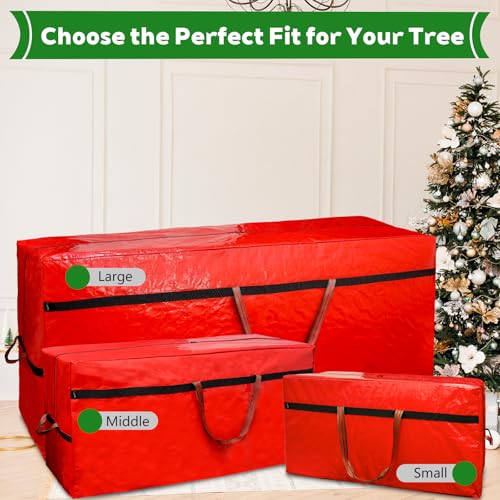 WFK 7FT Christmas Tree Storage Bag Waterproof Zippered Organizer - Red / Medium+