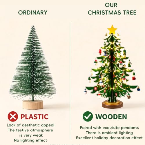 Asttosgz 24-Ct Christmas Advent Calendar 2026 | Light-Up Wooden Ornaments for Kids & Adults