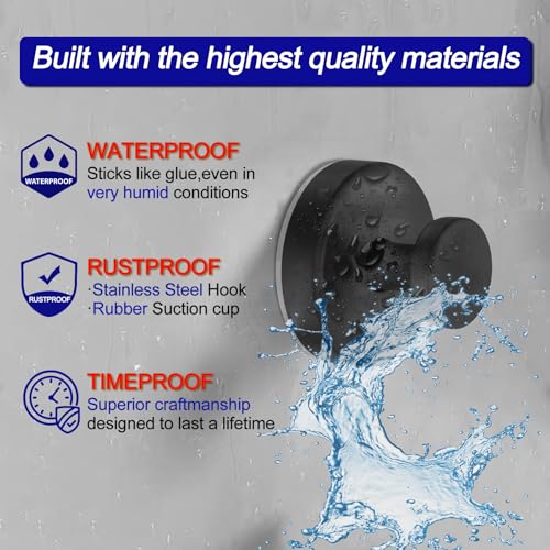 Heavy-Duty Suction Cup Hooks for Shower - No Drill Removable Towel Hooks
