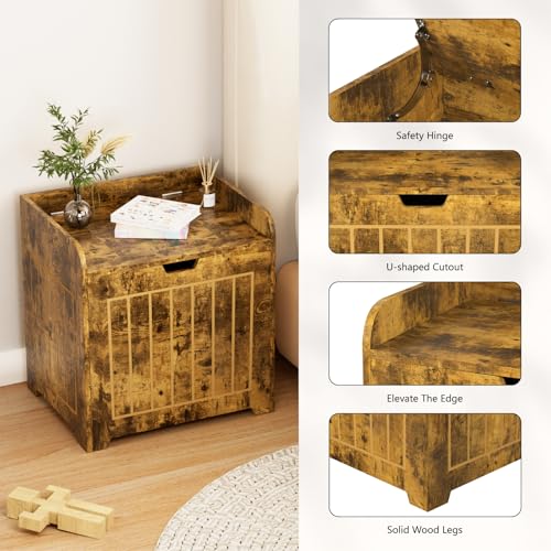 Small Wooden Cube Storage Organizer Box for Entryway and Home