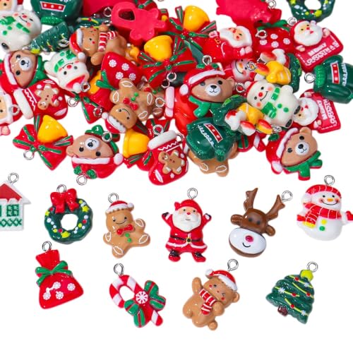 RSACCSKY 24 Pack Red Mini Resin Christmas Ornaments Tiny Tree Decorations