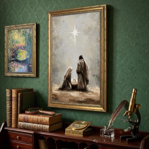 Nativity Wall Art Framed Jesus Print 16x24in - Gold Frame, Framed Nativity Scene