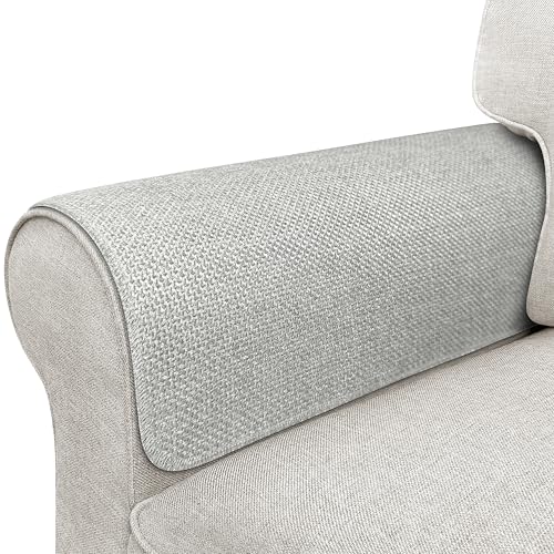 Waterproof Sofa Arm Covers Set of 2 - Non-Slip Armrest Protectors (Light Gray, 24"×20")