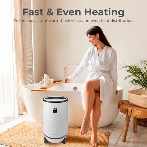 SereneLife Black Portable Towel Warmer Bucket – Large Capacity Spa & Bathroom Heater