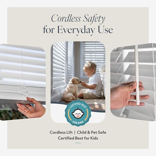 2" Cordless Faux Wood Blinds - Room Darkening PVC Window Treatment, 22"W x 36"H, Basic White